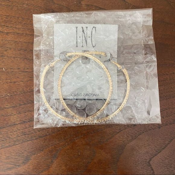 INC Cubic Zirconia Hoop Earrings Created for Macys NIP - Picture 3 of 4